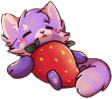 Kawaii cat with a strawberry